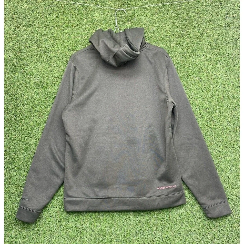UNDER ARMOUR Storm Hoodie Womens Large Fleece Lined Camo Logo Pink Pullover Y2K